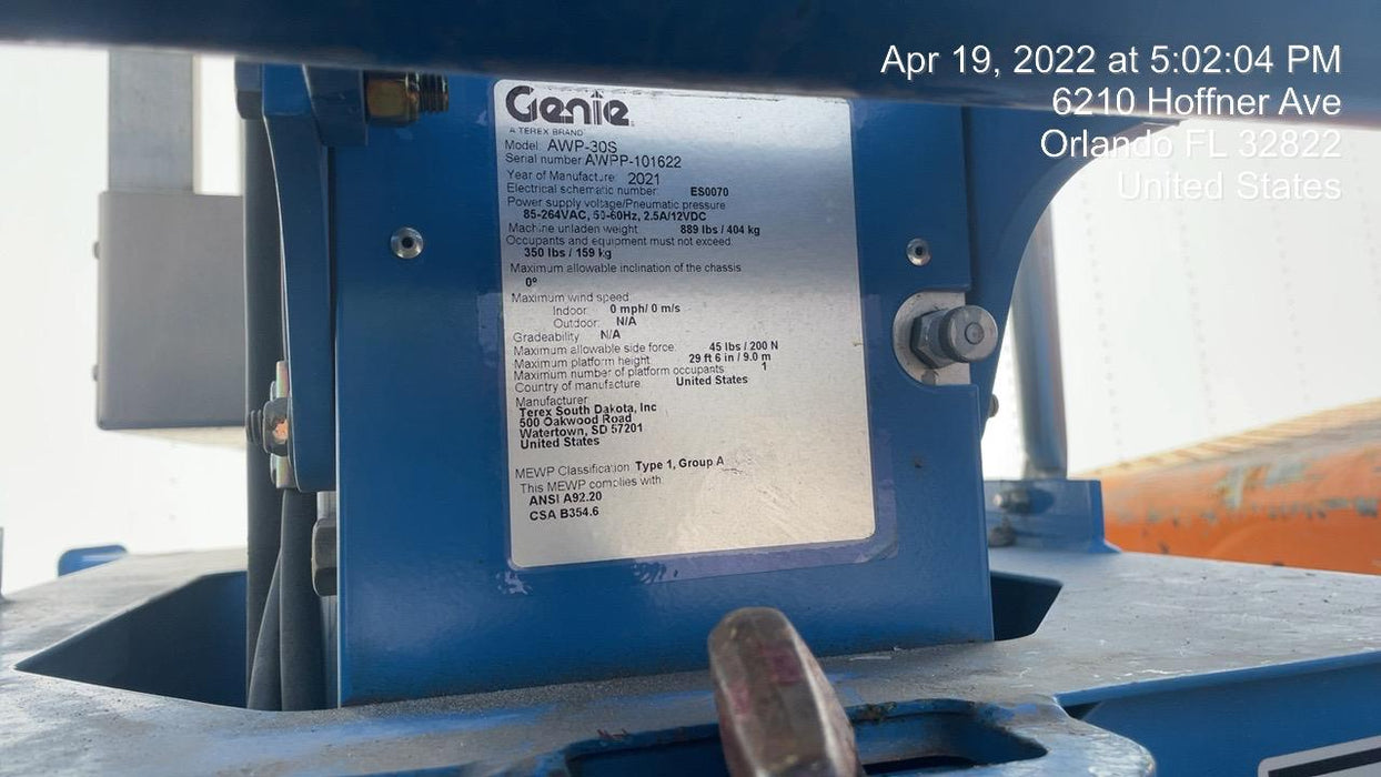 2021 GENIE AWP-30S DC
