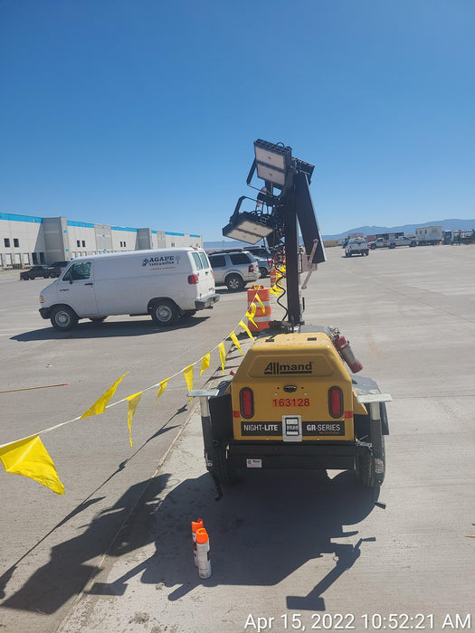 2021 Allmand NLV3GR (4) LED Light Fixture 350W, 23' Vertical Mast, 3kW Prime, Towable, Deep Sea L401, Leveling Jacks, Yanmar T4F 5.8hp