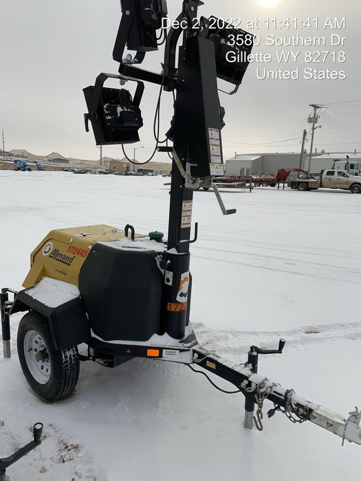 2021 Allmand NLV3GR (4) LED Light Fixture 350W, 23' Vertical Mast, 3kW Prime, Towable, Deep Sea L401, Leveling Jacks, Yanmar T4F 5.8hp