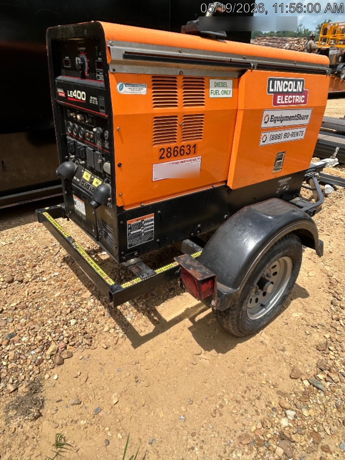 2022 Lincoln Electric LE400 Kubota V1505, Trlr, Cable Rack, Light Kit, ES Decals, T3