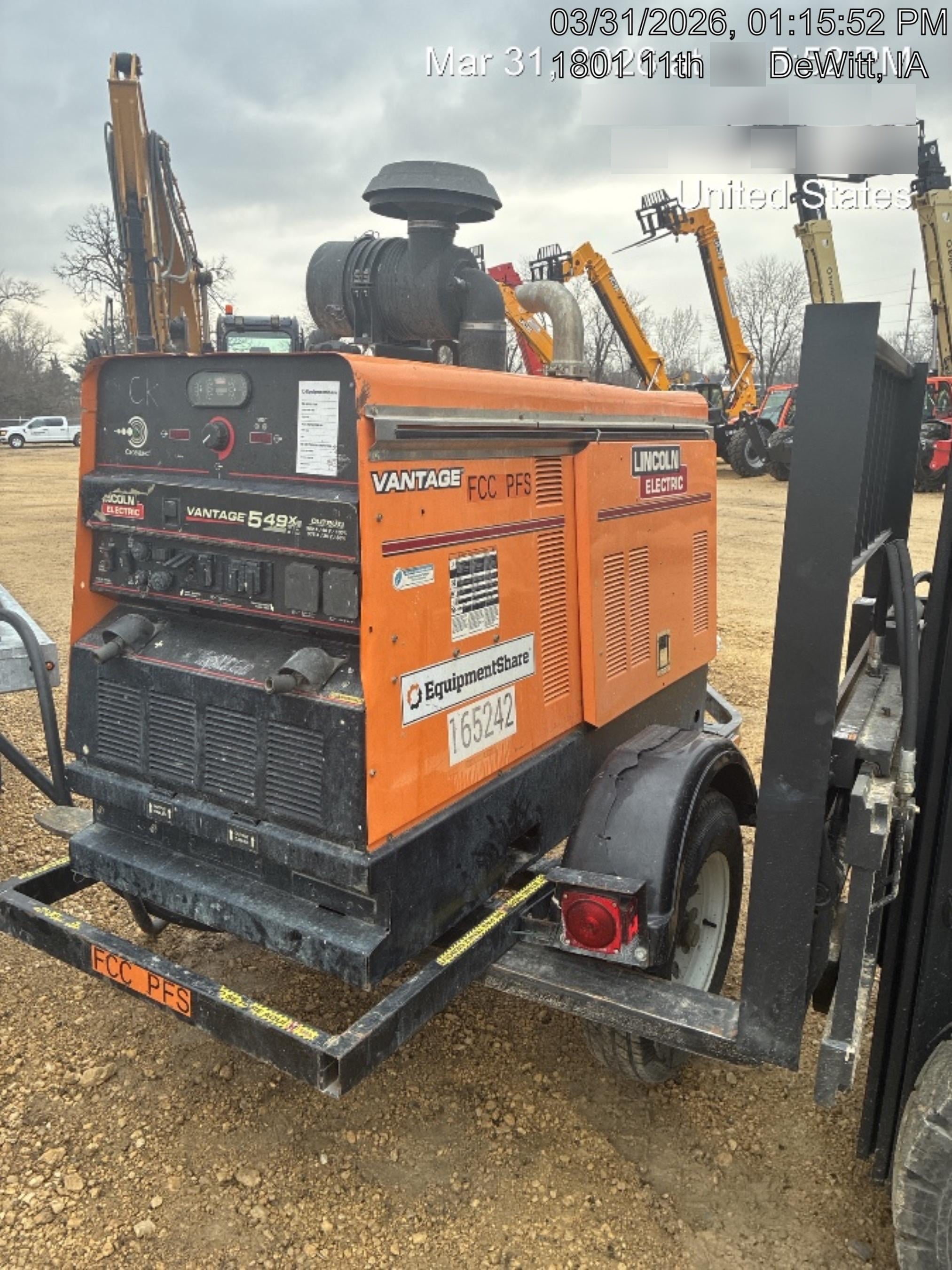 2021 Lincoln Electric Vantage 549X Ready Pak 3, ORANGE (includes trailer, cable rack, fender light kit)