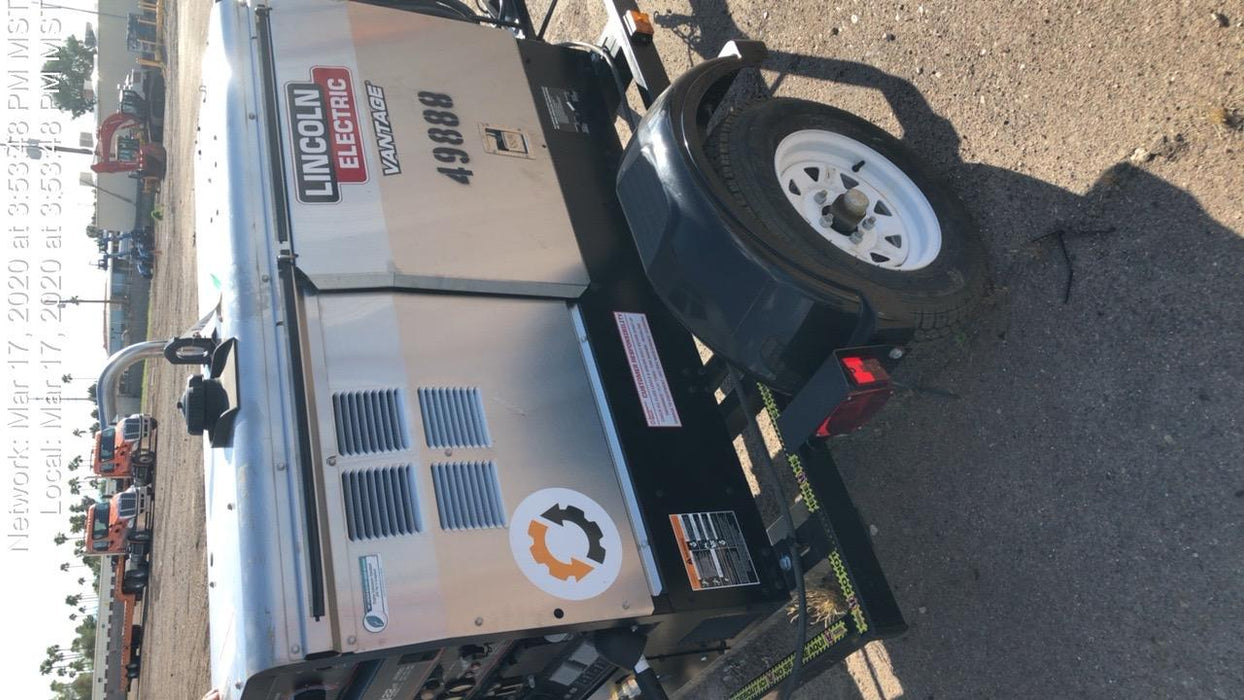 2018 Lincoln Electric Vantage 322 Welder Ready-Pak 3, Two wheel trailer, Fender and Light kit, Cable Rack