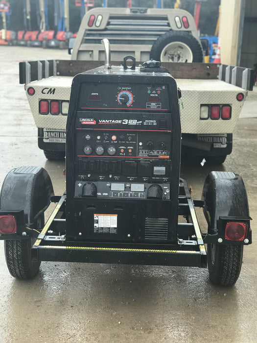 2019 Lincoln Electric Vantage 322 Welder Ready-Pak 3, Two wheel trailer, Fender and Light kit, Cable Rack