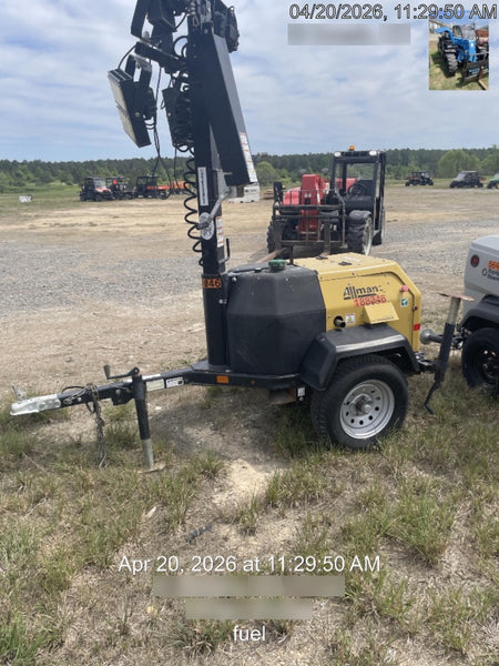 2021 Allmand NLV3GR (4) LED Light Fixture 350W, 23' Vertical Mast, 3kW Prime, Towable, Deep Sea L401, Leveling Jacks, Yanmar T4F 5.8hp