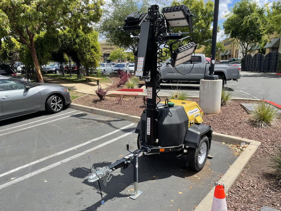 2021 Allmand NLV3GR (4) LED Light Fixture 350W, 23' Vertical Mast, 3kW Prime, Towable, Deep Sea L401, Leveling Jacks, Yanmar T4F 5.8hp