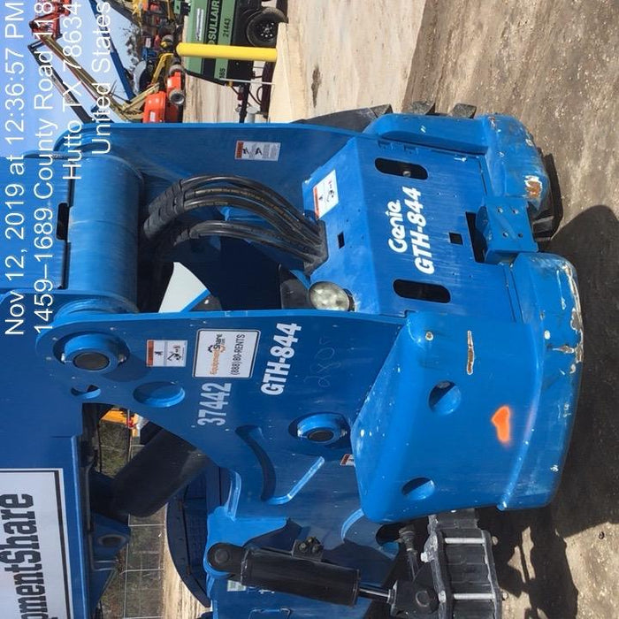 2019 Genie GTH-844 Canopy, Solid RT Tires, LED Work Lights, Beacon 60" QA Carriage, 48" Forks