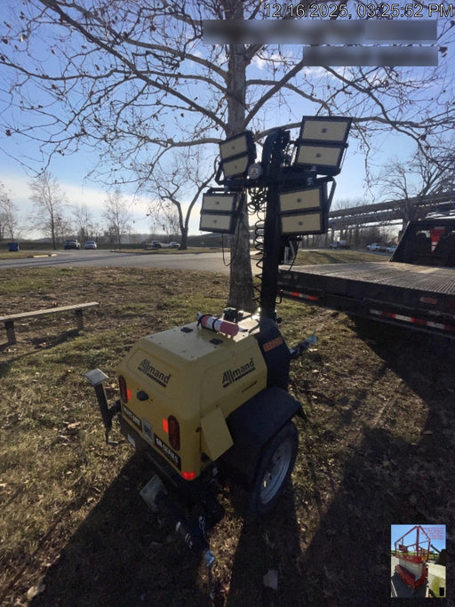 2020 Allmand NLV3GR (4) LED Light Fixture 350W, 23' Vertical Mast, 3kW Prime, Towable, Deep Sea L401, Leveling Jacks, Yanmar T4F 5.8hp