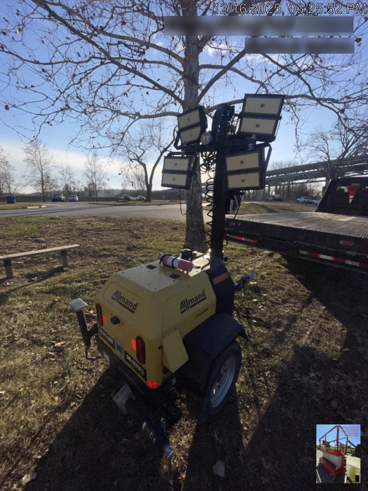 2020 Allmand NLV3GR (4) LED Light Fixture 350W, 23' Vertical Mast, 3kW Prime, Towable, Deep Sea L401, Leveling Jacks, Yanmar T4F 5.8hp