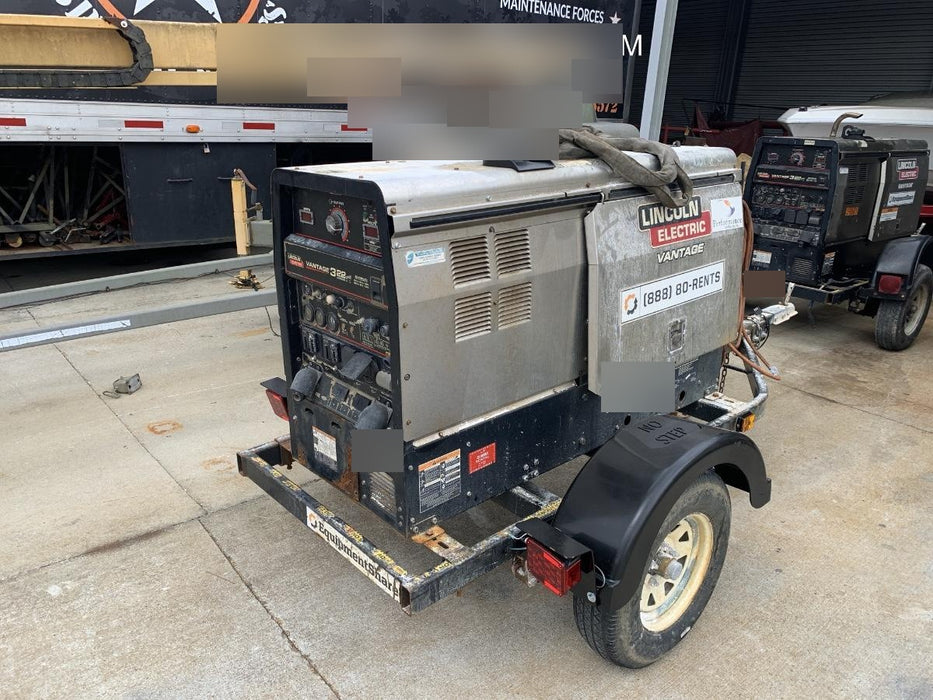 2019 Lincoln Electric Vantage 322 Welder Ready-Pak 3, Two wheel trailer, Fender and Light kit, Cable Rack