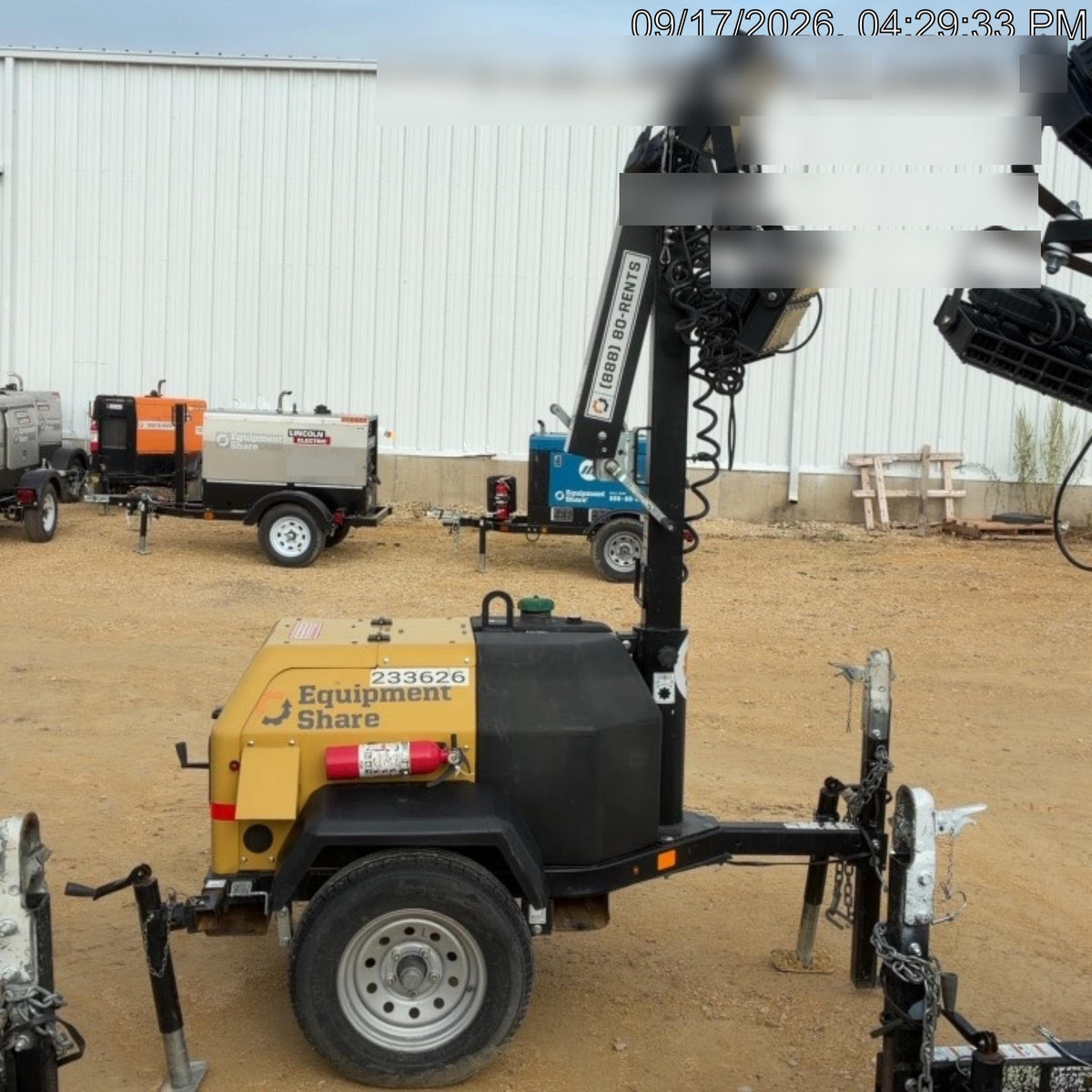 2022 Allmand NLV3GR (4) LED Light Fixture 350W, 23' Vertical Mast, 3kW Prime, Towable, Deep Sea L401, Leveling Jacks, Yanmar T4F 5.8hp
