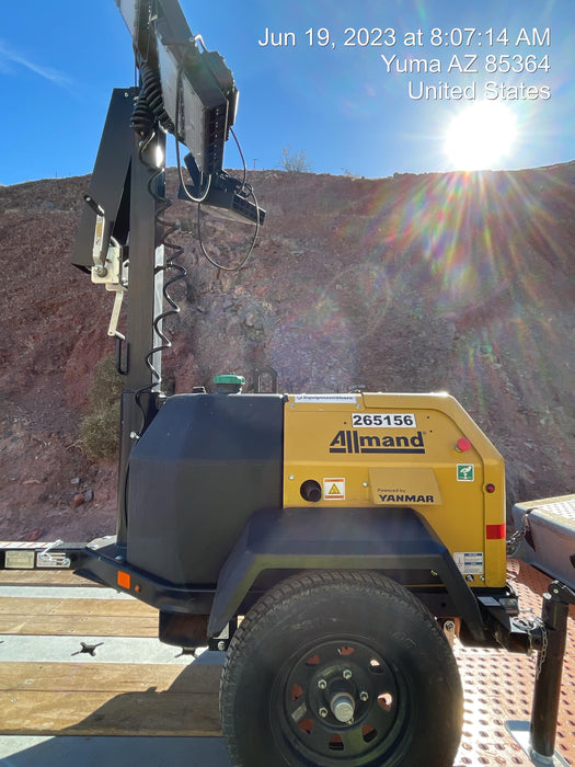 2022 Allmand NLV3GR (4) LED Light Fixture 350W, 23' Vertical Mast, 3kW Prime, Towable, ES Decals, T3