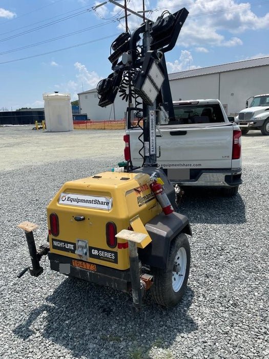 2021 Allmand NLV3GR (4) LED Light Fixture 350W, 23' Vertical Mast, 3kW Prime, Towable, Deep Sea L401, Leveling Jacks, Yanmar T4F 5.8hp
