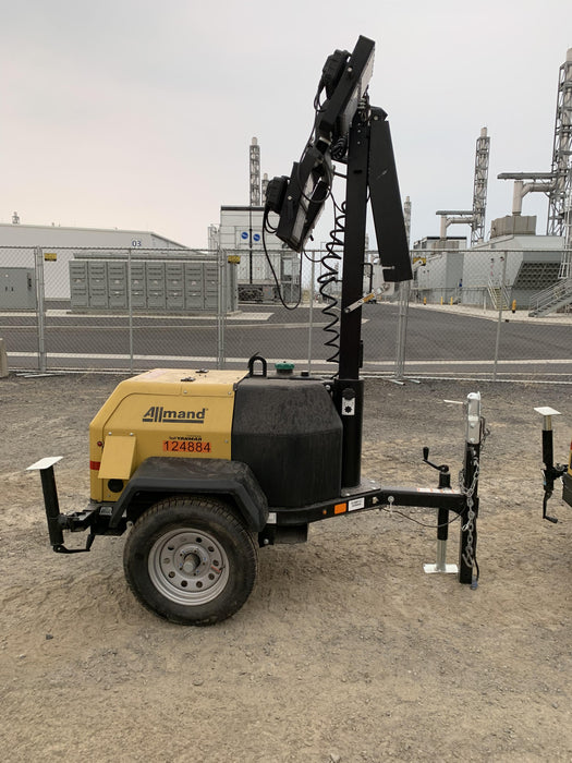 2020 Allmand NLV3GR (4) LED Light Fixture 350W, 23' Vertical Mast, 3kW Prime, Towable, Deep Sea L401, Leveling Jacks, Yanmar T4F 5.8hp