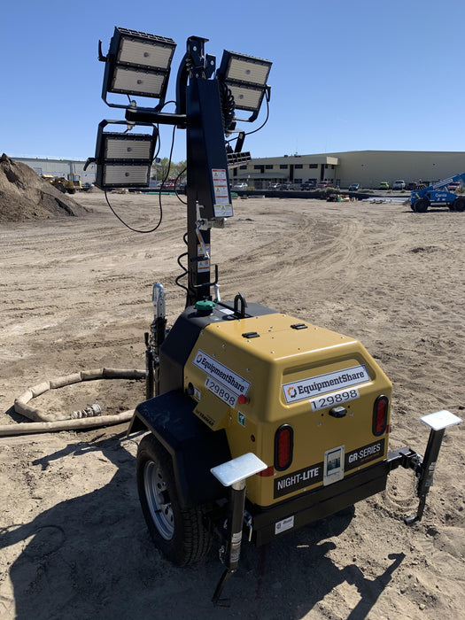 2021 Allmand NLV3GR (4) LED Light Fixture 350W, 23' Vertical Mast, 3kW Prime, Towable, Deep Sea L401, Leveling Jacks, Yanmar T4F 5.8hp