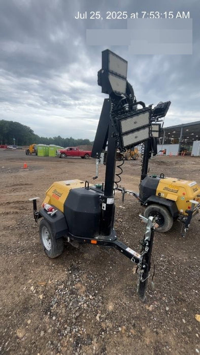 2022 Allmand NLV3GR (4) LED Light Fixture 350W, 23' Vertical Mast, 3kW Prime, Towable, Deep Sea L401, Leveling Jacks, Yanmar T4F 5.8hp