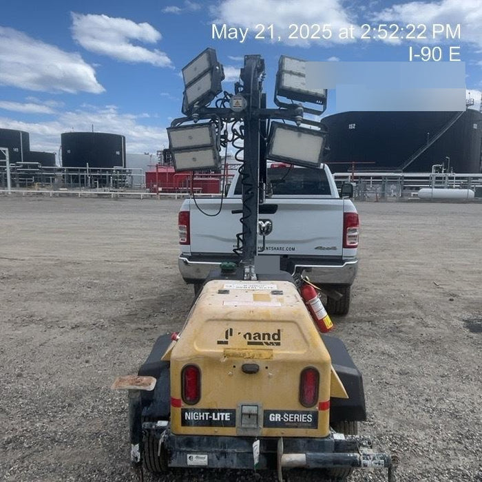 2022 Allmand NLV3GR (4) LED Light Fixture 350W, 23' Vertical Mast, 3kW Prime, Towable, ES Decals, T3