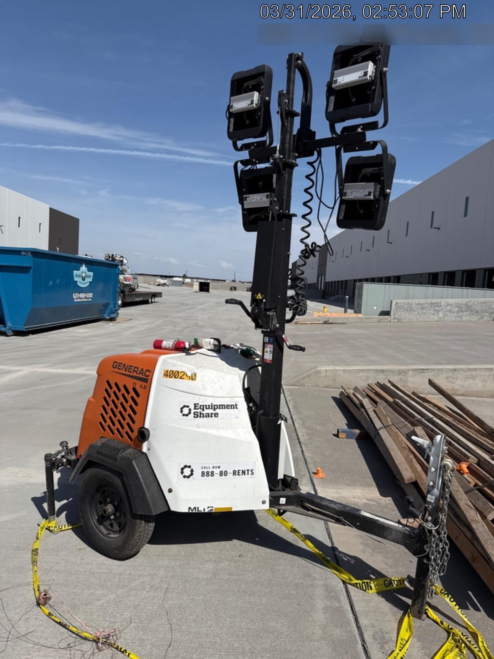 2024 Generac MLT2 Diesel, Flex Switch 120V Input, Powerzone Controller, 
(4) 320W LED Lights, 4kW Generator, 39.9 Gal Fuel Tank, 2" Ball, T3