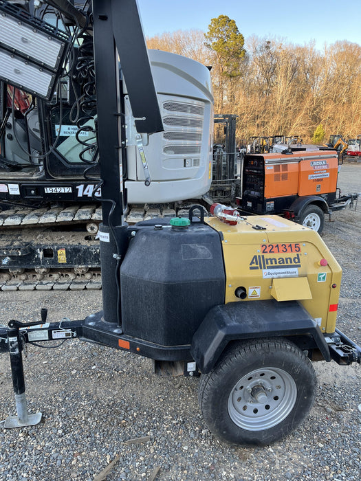 2022 Allmand NLV3GR (4) LED Light Fixture 350W, 23' Vertical Mast, 3kW Prime, Towable, Deep Sea L401, Leveling Jacks, Yanmar T4F 5.8hp