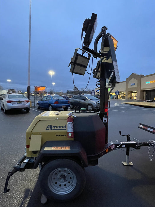2022 Allmand NLV3GR (4) LED Light Fixture 350W, 23' Vertical Mast, 3kW Prime, Towable, ES Decals, T3