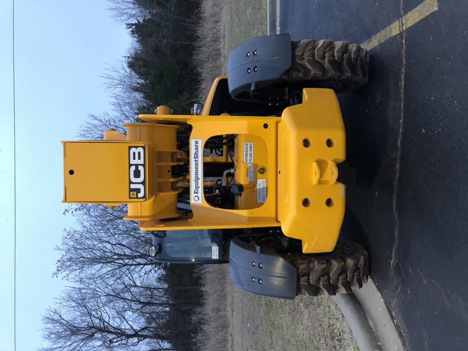 2019 JCB 510-56 74 HP, Beacon, Worklights, Aux Hydraulics, Solid Tires, 60" Carriage/Forks