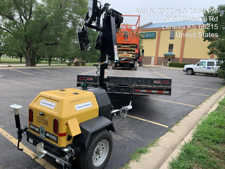 2022 Allmand NLV3GR (4) LED Light Fixture 350W, 23' Vertical Mast, 3kW Prime, Towable, Deep Sea L401, Leveling Jacks, Yanmar T4F 5.8hp