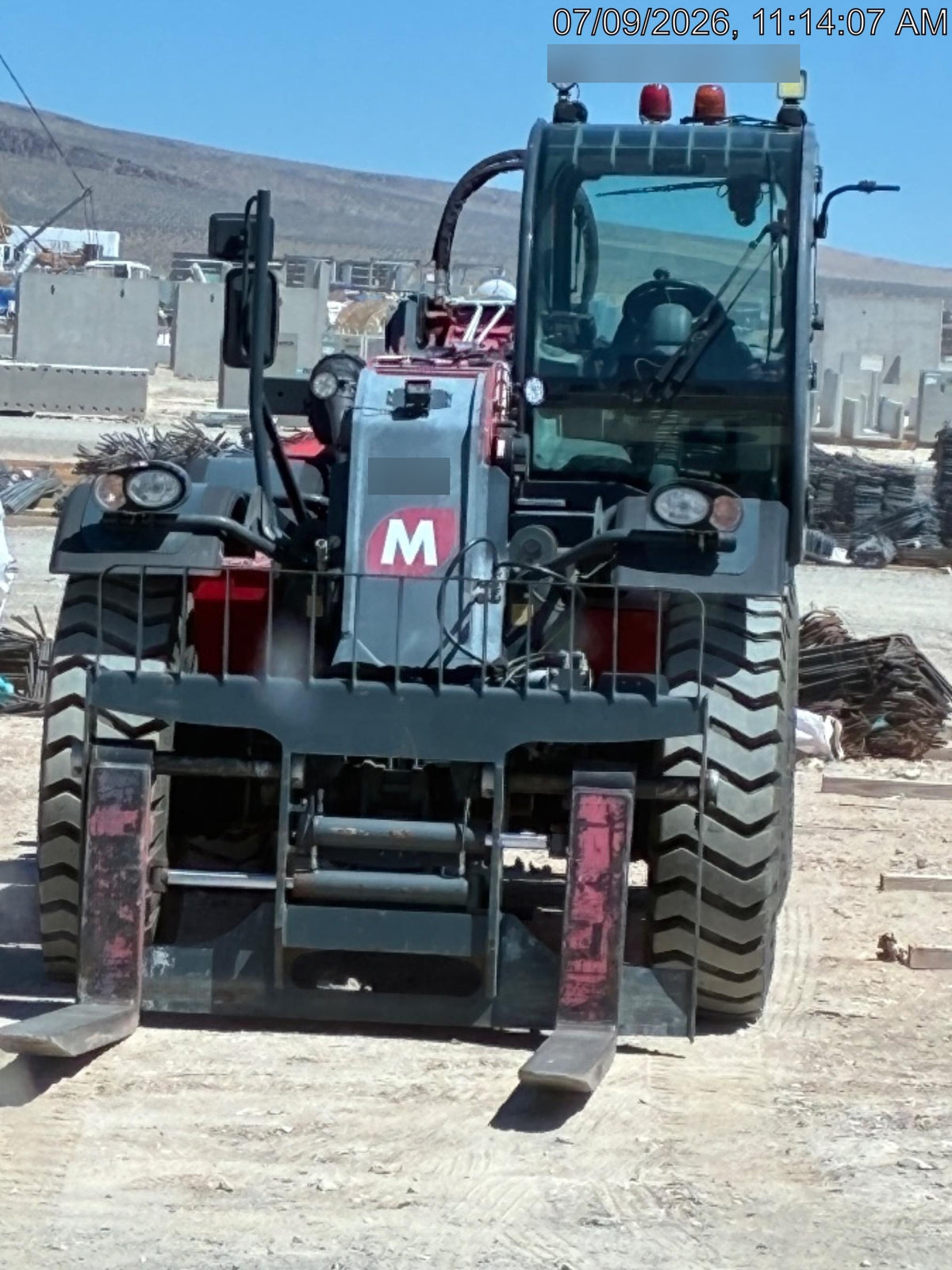 2019 Magni HTH 20.10 Two LED lights on cab - front, Four LED lights on cab - rear, Two LED lights on the boom, Camera on boom & back, Foam Filled Tires | Attachments: Forkcarriage 20 T with 96" forks & positioner w/Forkcarriage 20 T with 96" forks & positioner
