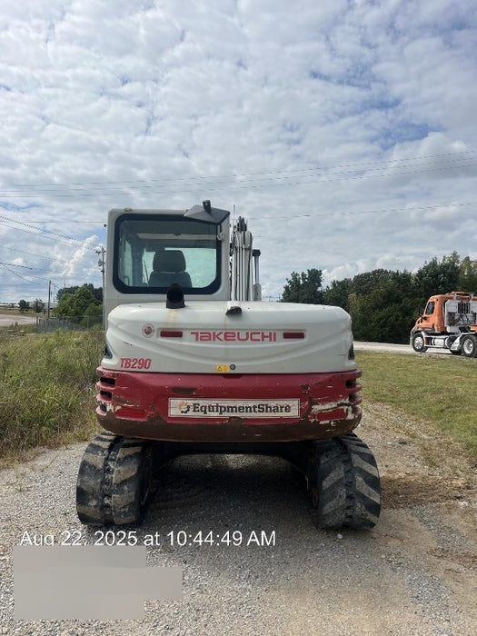2019 Takeuchi TB290 Cab/Heat/AC Rubber tracks, Dozer blade, Travel alarm, Auxiliary hydraulics Manual QC, Hydraulic thumb, 18", 24", and 36" Buckets