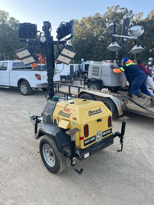 2022 Allmand NLV3GR (4) LED Light Fixture 350W, 23' Vertical Mast, 3kW Prime, Towable, Deep Sea L401, Leveling Jacks, Yanmar T4F 5.8hp