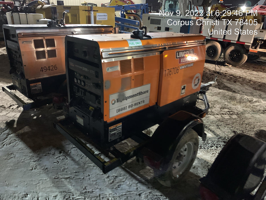 2021 Lincoln Electric Vantage 322 Vantage 322 Ready Pak 3 w/ Decals, ORANGE (includes trailer, cable rack, fender light kit) NO Telematics