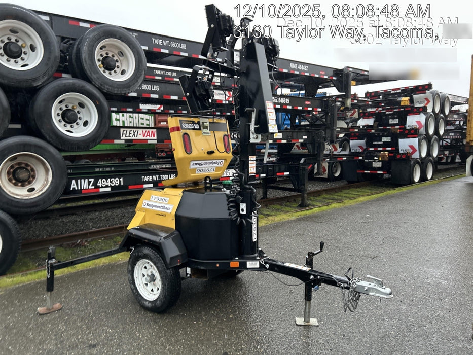 Allmand NLV3GR (4) LED Light Fixture 350W, 23' Vertical Mast, 3kW Prime, Towable, Deep Sea L401, Leveling Jacks, Yanmar T4F 5.8hp