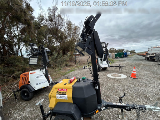 2022 Allmand NLV3GR (4) LED Light Fixture 350W, 23' Vertical Mast, 3kW Prime, Towable, ES Decals, T3