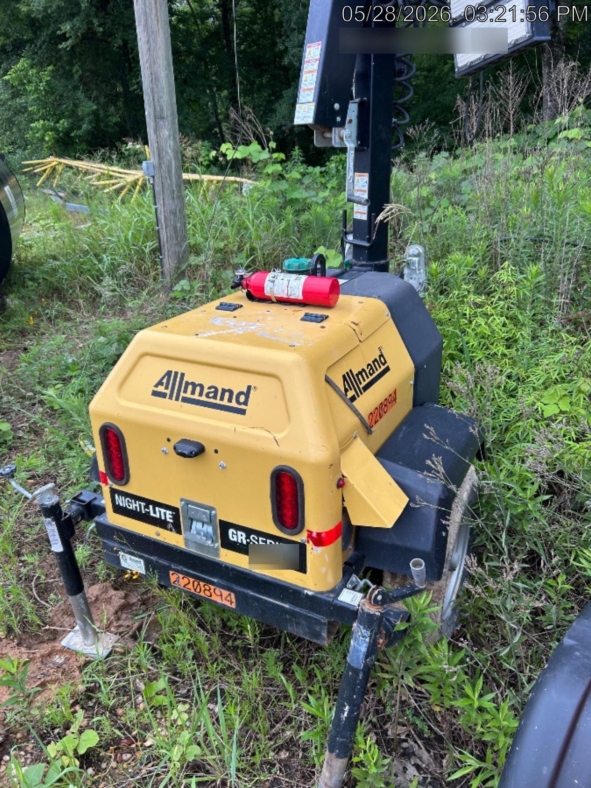 2022 Allmand NLV3GR (4) LED Light Fixture 350W, 23' Vertical Mast, 3kW Prime, Towable, Deep Sea L401, Leveling Jacks, Yanmar T4F 5.8hp