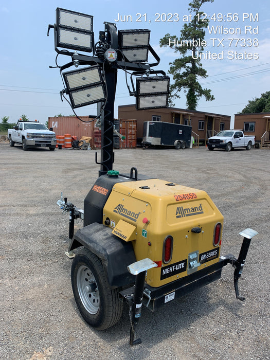 2022 Allmand NLV3GR (4) LED Light Fixture 350W, 23' Vertical Mast, 3kW Prime, Towable, ES Decals, T3