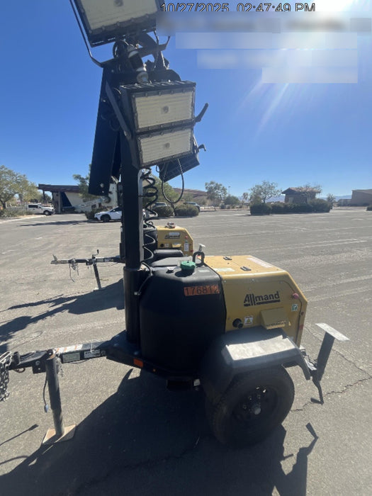 Allmand NLV3GR (4) LED Light Fixture 350W, 23' Vertical Mast, 3kW Prime, Towable, Deep Sea L401, Leveling Jacks, Yanmar T4F 5.8hp