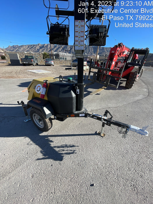 2022 Allmand NLV3GR (4) LED Light Fixture 350W, 23' Vertical Mast, 3kW Prime, Towable, ES Decals, T3