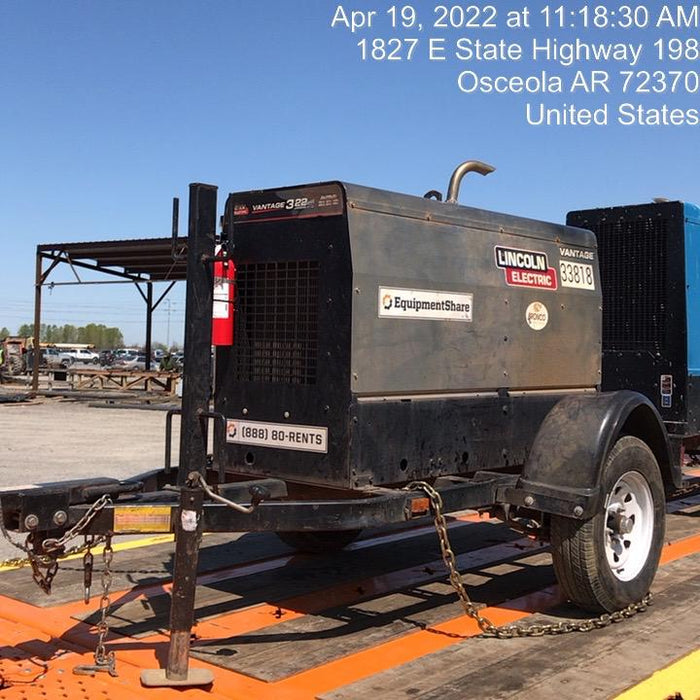 2019 Lincoln Electric Vantage 322 Welder Ready-Pak 3, Two wheel trailer, Fender and Light kit, Cable Rack