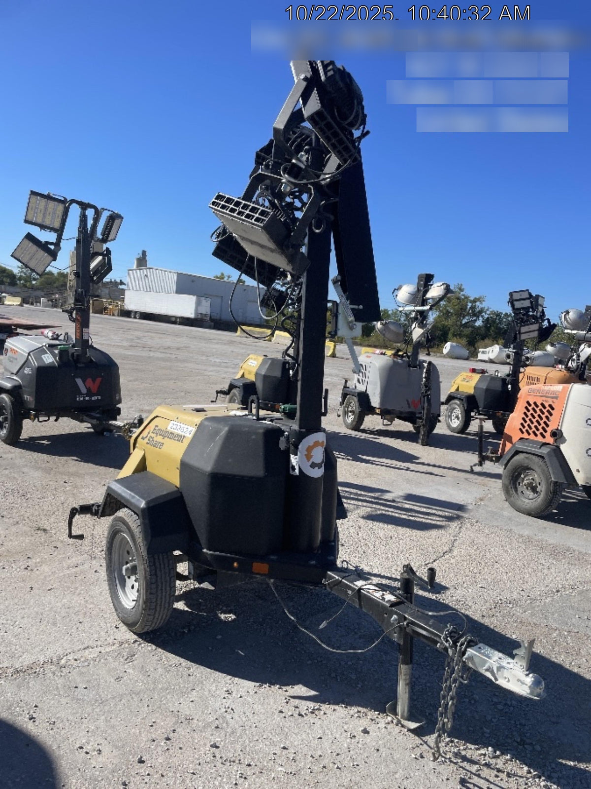 2022 Allmand NLV3GR (4) LED Light Fixture 350W, 23' Vertical Mast, 3kW Prime, Towable, Deep Sea L401, Leveling Jacks, Yanmar T4F 5.8hp