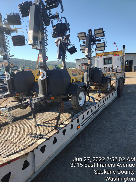 2021 Allmand NLV3GR (4) LED Light Fixture 350W, 23' Vertical Mast, 3kW Prime, Towable, Deep Sea L401, Leveling Jacks, Yanmar T4F 5.8hp