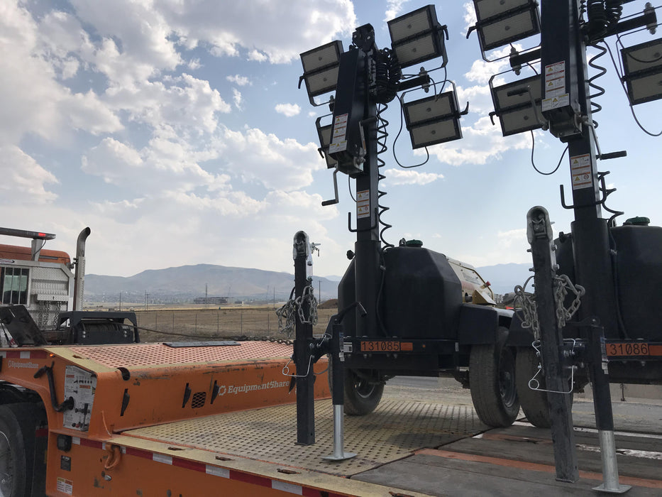 2021 Allmand NLV3GR (4) LED Light Fixture 350W, 23' Vertical Mast, 3kW Prime, Towable, Deep Sea L401, Leveling Jacks, Yanmar T4F 5.8hp