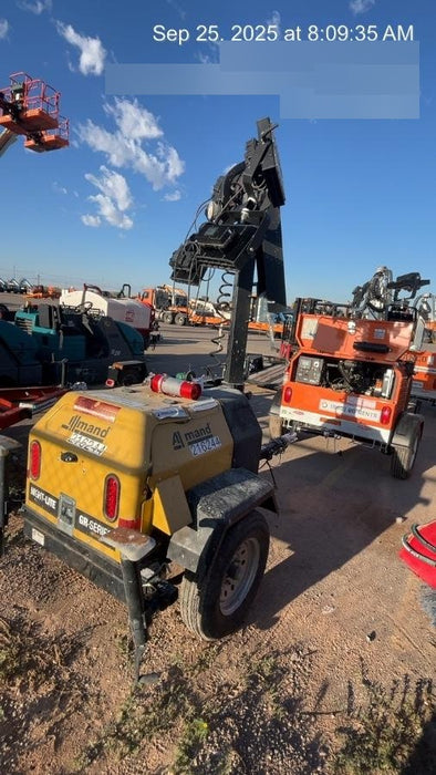 2022 Allmand NLV3GR (4) LED Light Fixture 350W, 23' Vertical Mast, 3kW Prime, Towable, Deep Sea L401, Leveling Jacks, Yanmar T4F 5.8hp