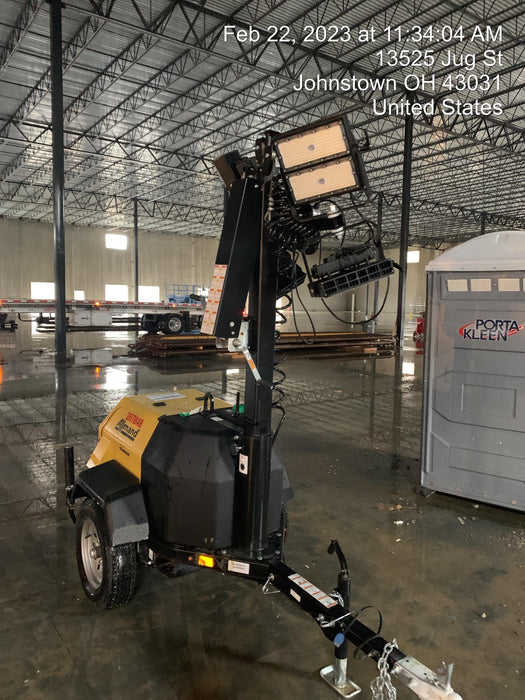 2022 Allmand NLV3GR (4) LED Light Fixture 350W, 23' Vertical Mast, 3kW Prime, Towable, ES Decals, T3