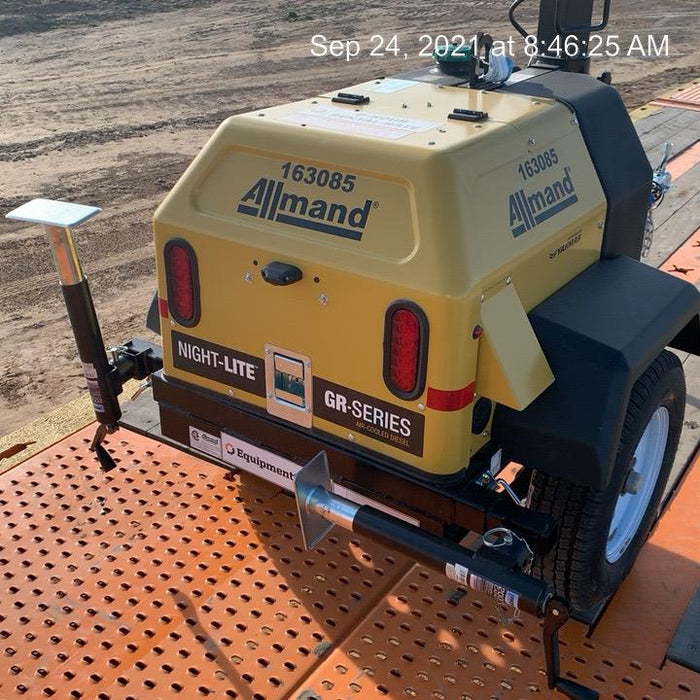 2021 Allmand NLV3GR (4) LED Light Fixture 350W, 23' Vertical Mast, 3kW Prime, Towable, Deep Sea L401, Leveling Jacks, Yanmar T4F 5.8hp