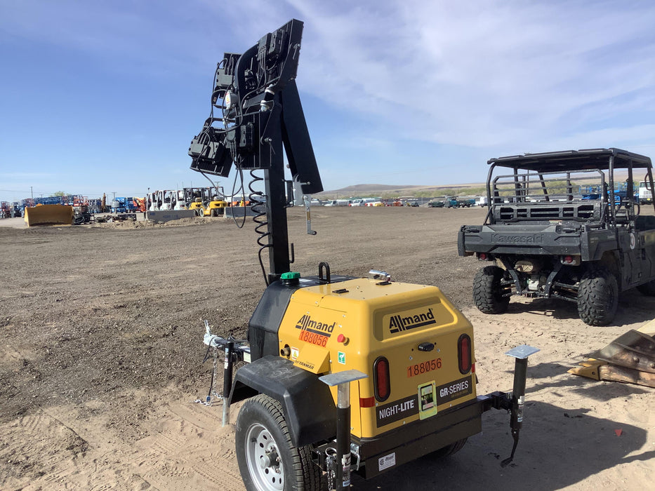 Allmand NLV3GR (4) LED Light Fixture 350W, 23' Vertical Mast, 3kW Prime, Towable, Deep Sea L401, Leveling Jacks, Yanmar T4F 5.8hp