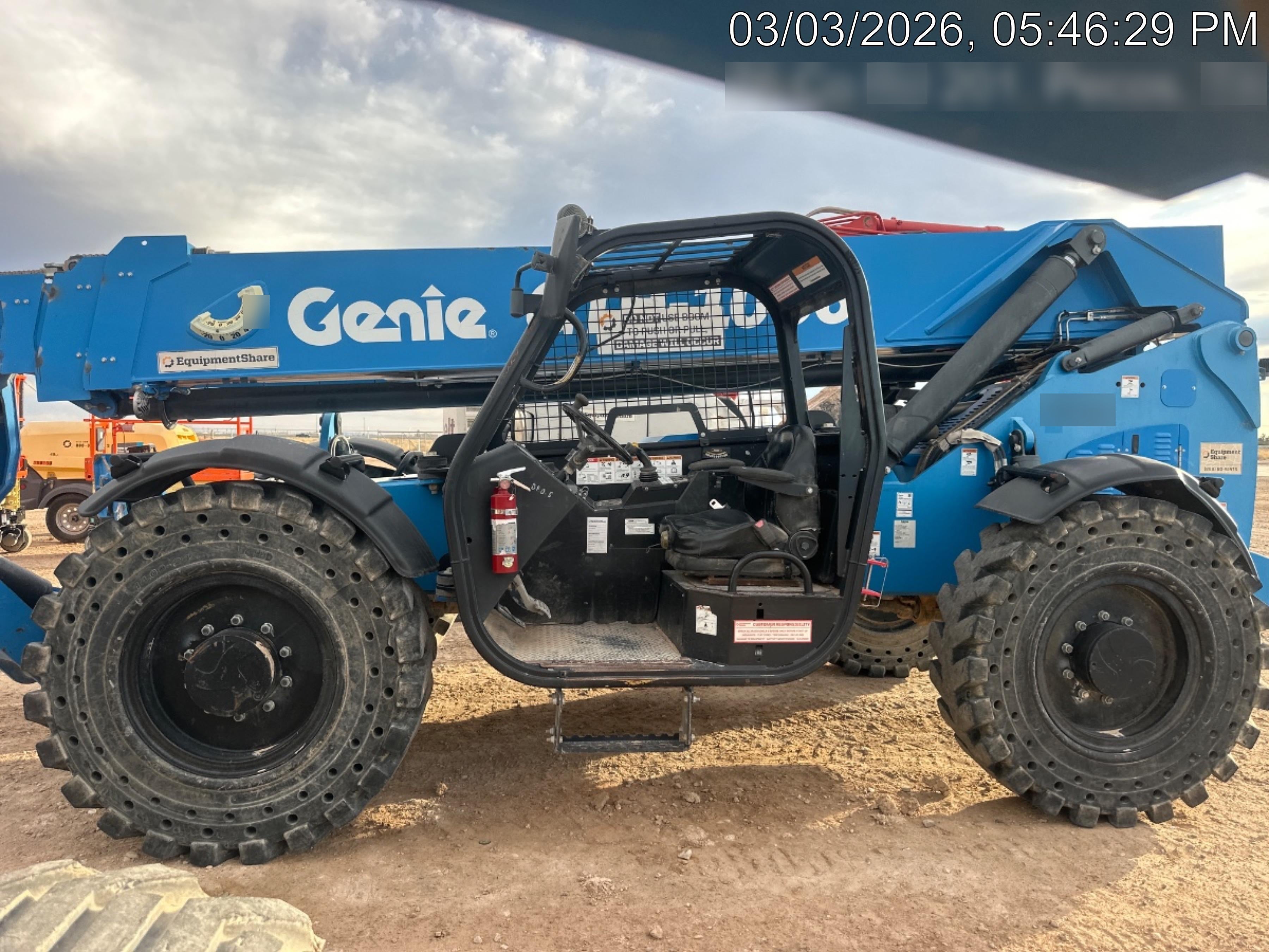 2018 Genie GTH-1056 Genie GTH-1056 w/ROPS, Work Lights, Solid Tires, RH Cab Mesh, Beacon, 60" Carriage and Forks