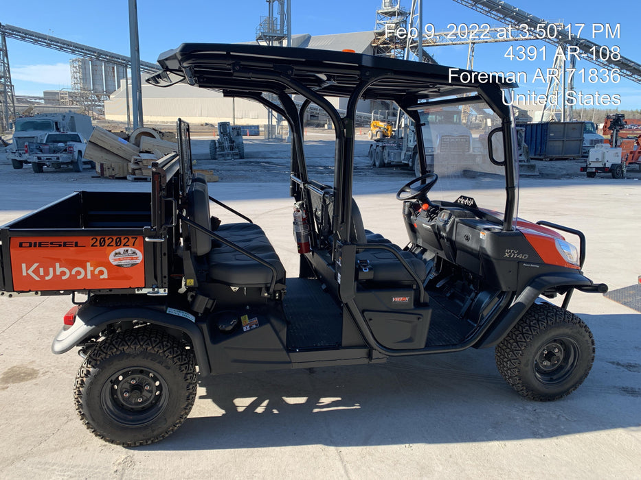 2022 Kubota RTV-X1140W-H Plastic Canopy, Windshield Acrylic Clear, LED Strobe Light, Wire Harness Kit, Back up Alarm