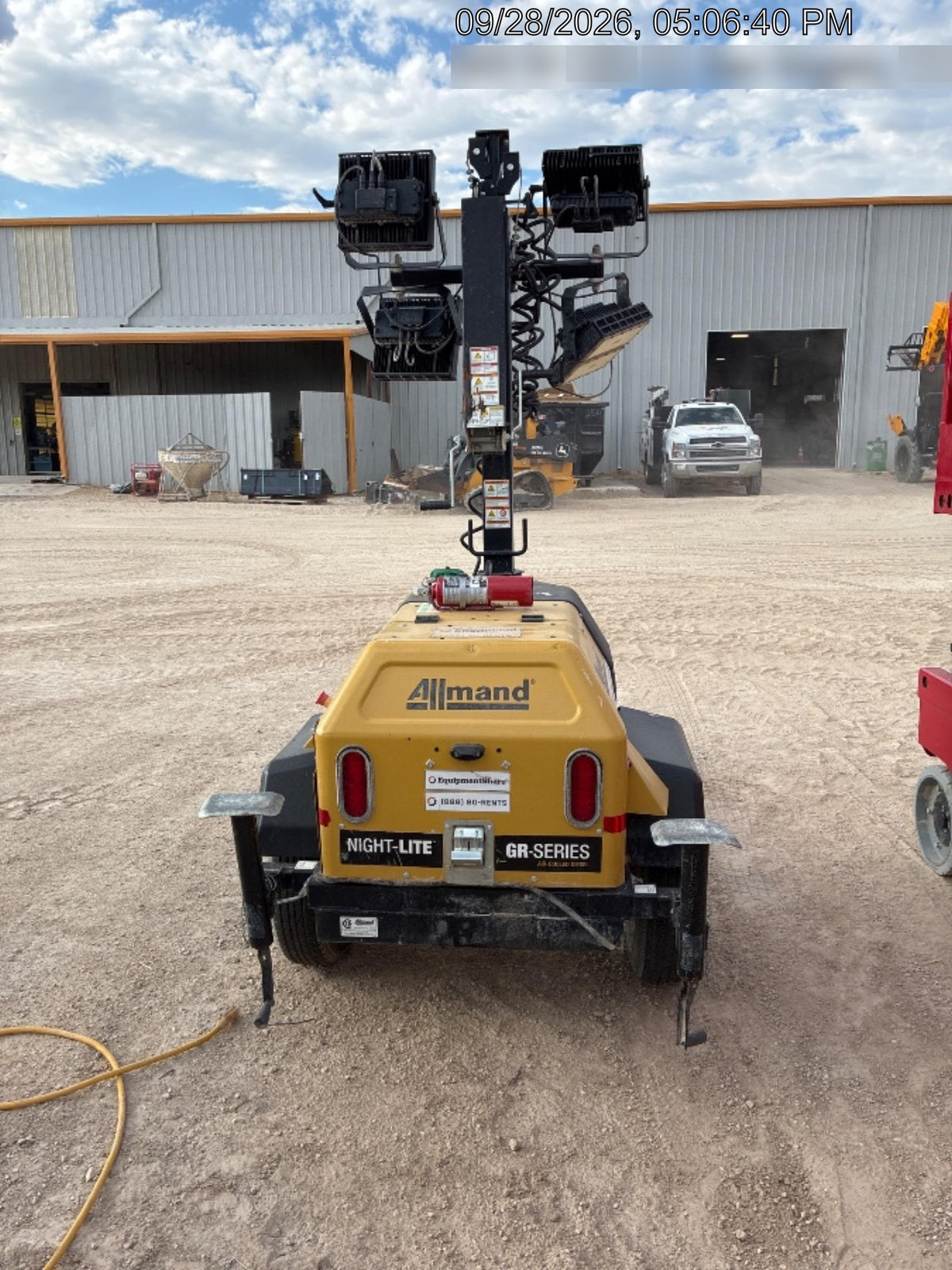 2022 Allmand NLV3GR (4) LED Light Fixture 350W, 23' Vertical Mast, 3kW Prime, Towable, Deep Sea L401, Leveling Jacks, Yanmar T4F 5.8hp