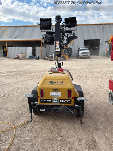 2022 Allmand NLV3GR (4) LED Light Fixture 350W, 23' Vertical Mast, 3kW Prime, Towable, Deep Sea L401, Leveling Jacks, Yanmar T4F 5.8hp