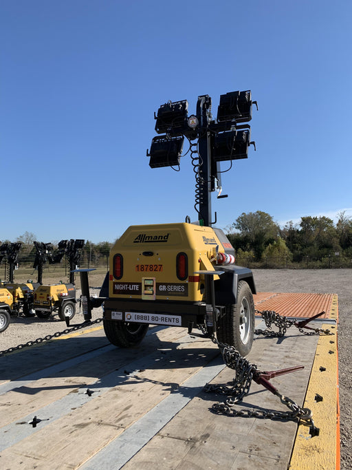 Allmand NLV3GR (4) LED Light Fixture 350W, 23' Vertical Mast, 3kW Prime, Towable, Deep Sea L401, Leveling Jacks, Yanmar T4F 5.8hp