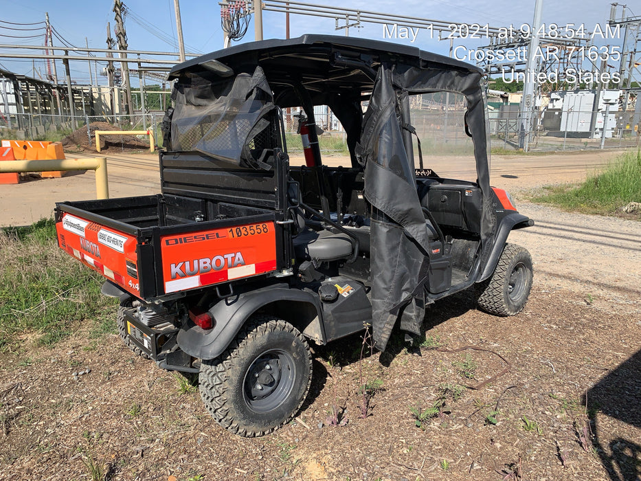 Kubota RTV-X1140W-H 4WD utility cart -LED strobe -Windshield tempered glass -Plastic canopy -Wire harness kit -Backup alarm