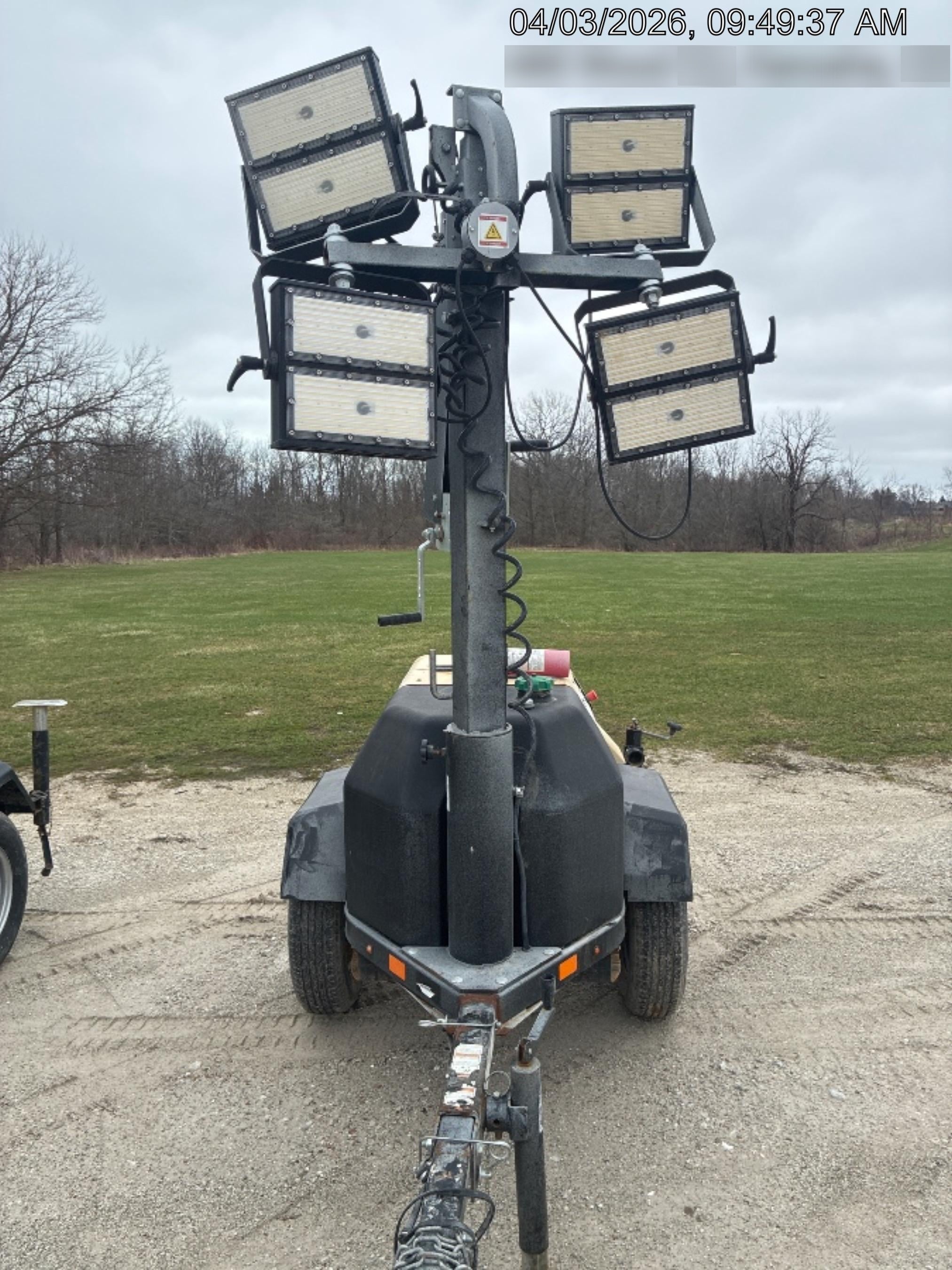 2022 Allmand NLV3GR (4) LED Light Fixture 350W, 23' Vertical Mast, 3kW Prime, Towable, Deep Sea L401, Leveling Jacks, Yanmar T4F 5.8hp